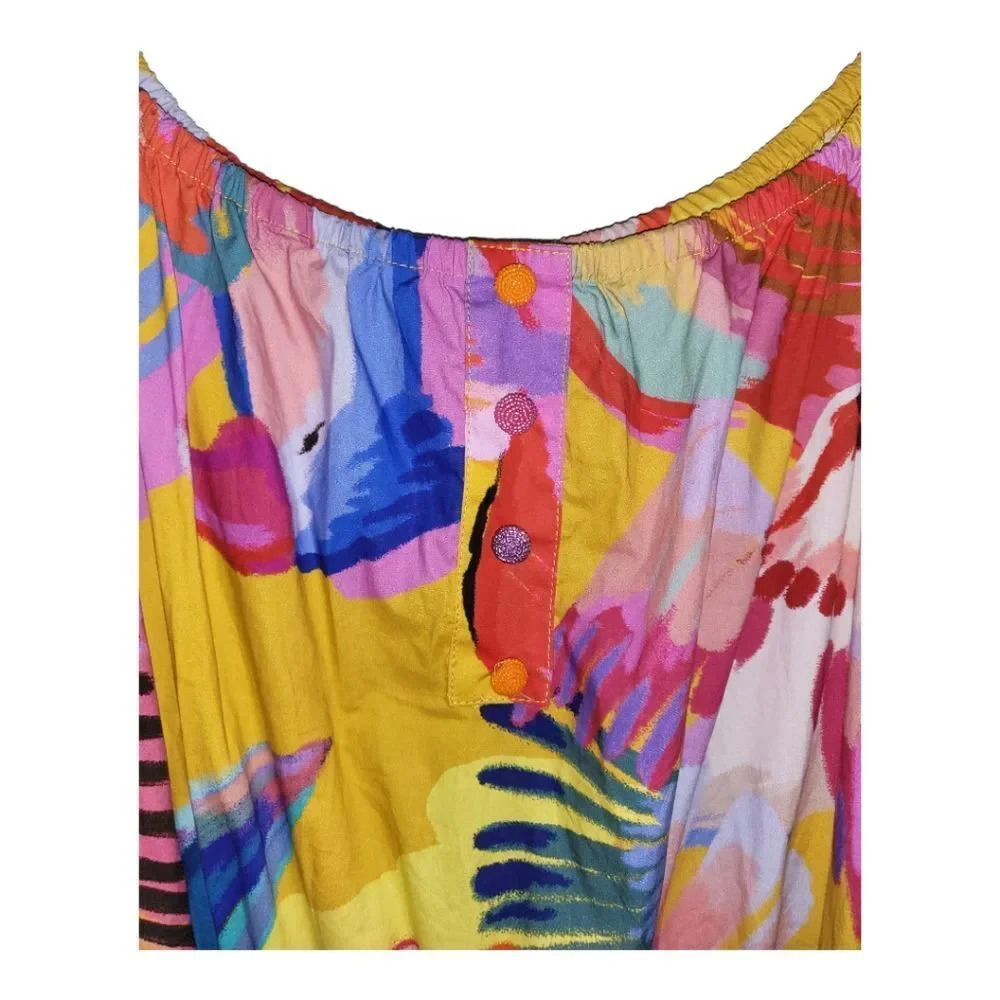 Farm Rio Yellow Multi Floral-Print Off-Shoulder Belted Maxi Dress new with tags - Picture 8 of 10